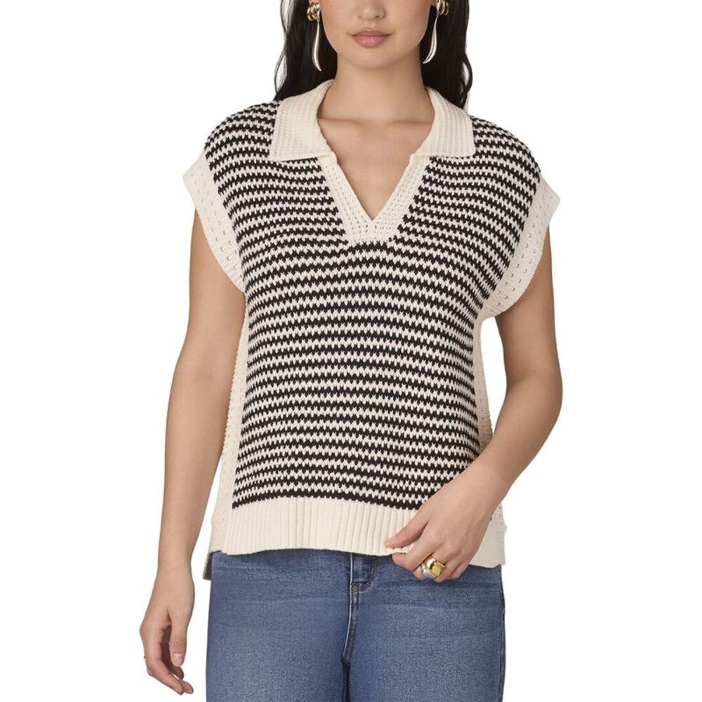 Wit & Wisdom Womens  Extended Shoulder V Neck Collar Sweater Vest